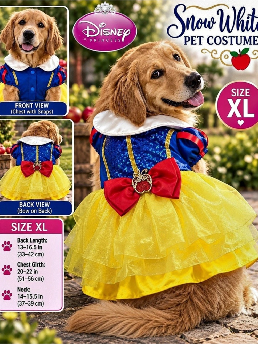 Disney Snow White Pet Costume XL NWT